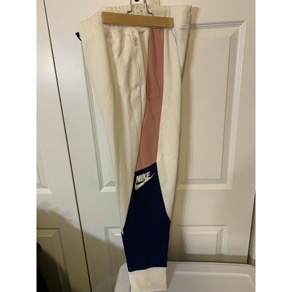 Nike Women's Size L Jogging Pants Black Pink Stripe Drawstring